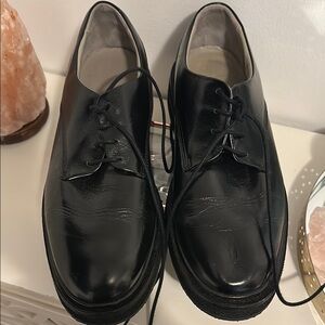 AllSaints Men's Escher Derby Dress Black Leather Shoes 43